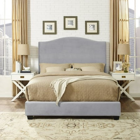 Gracie Oaks Sylwia Camelback Upholstered Fabric Panel Bed