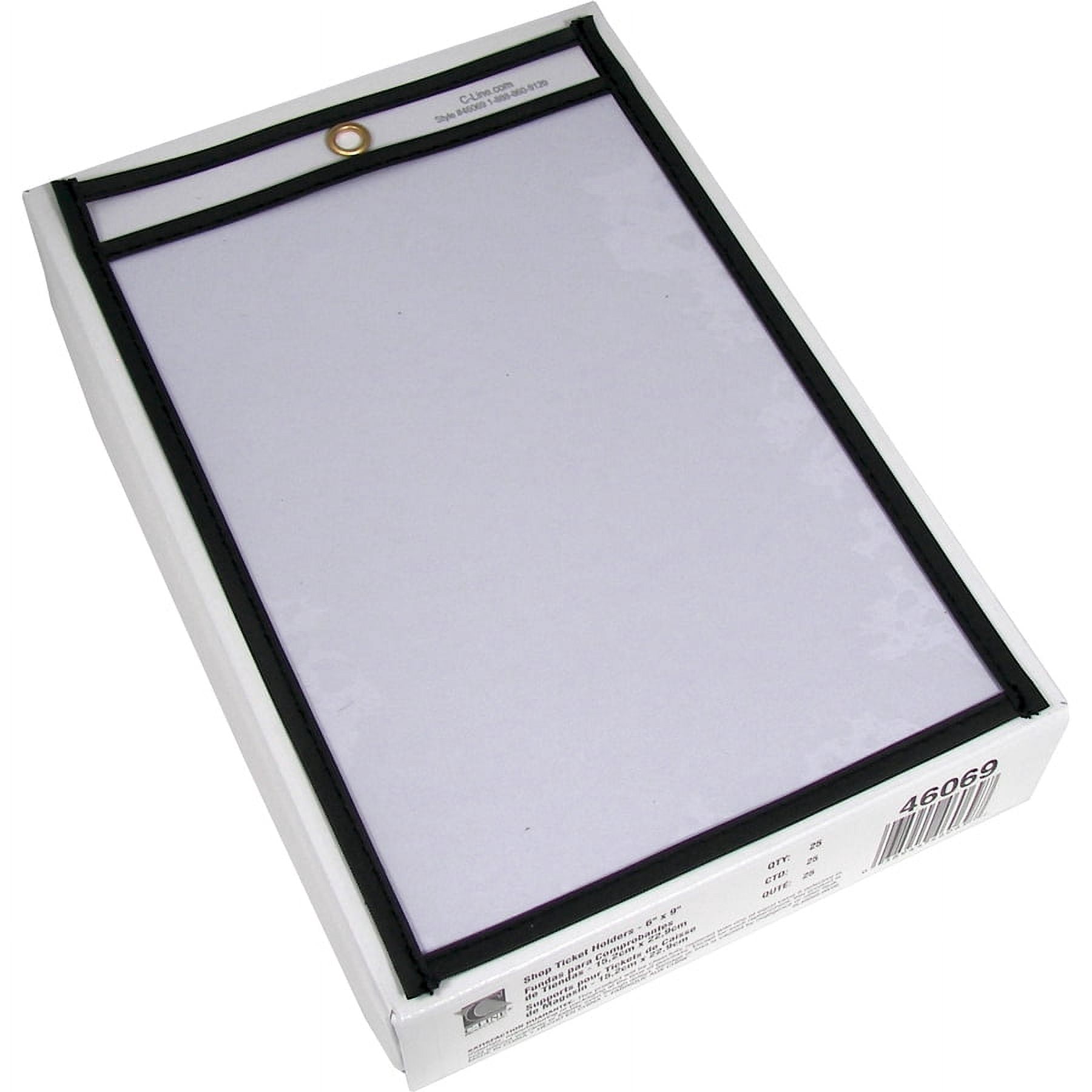 C-Line Shop Ticket Holders, Stitched, Both Sides Clear, 50", 6 x 9, 25/BX