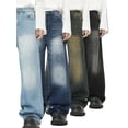 thumbnail image 2 of Men Wide Leg Jeans with Cats whisker Denim Casual Fit Versatile Everyday Trousers Durable Construction Daily Wear, 2 of 9