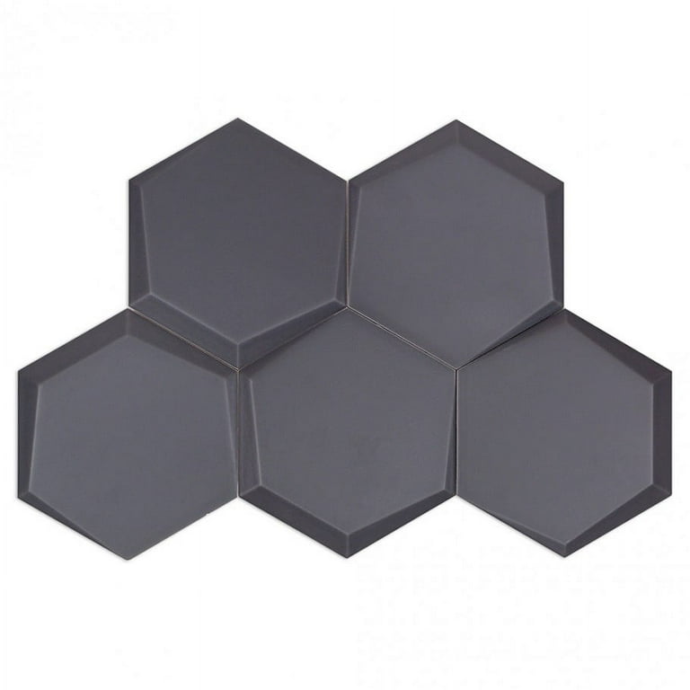 Magen Leveled-Hex Dark Gray Matte Ceramic Hexagon Tile Magen Leveled-Hex Dark Gray Matte Ceramic Hexagon Tile