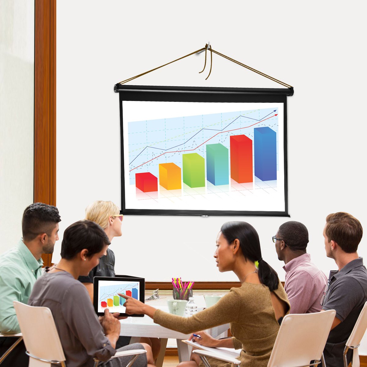 50 Inch 169 HD Mini Projector Screen, Portable Video Screen Widescreen