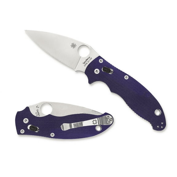 Spyderco Manix 2 Folding Knife 3.37" S110V Satin Plain Blade, Blue/Purple (Blurple) G10 Handles - C101GPDBL2