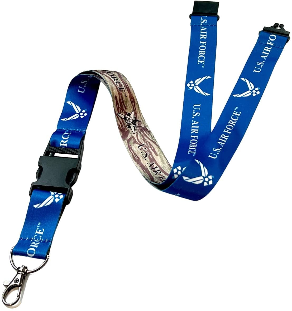 US NAVY LANYARD Key chain Neck strap ID Holder Breakaway clasp Reversible Blue 