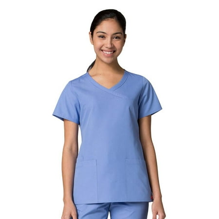 

Red Panda Women s Curved Mock Wrap Solid Scrub Top