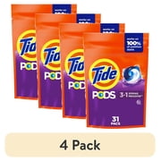 (4 pack) Tide PODS Laundry Detergent Soap Pacs, Spring Meadow Scent, 31 Count
