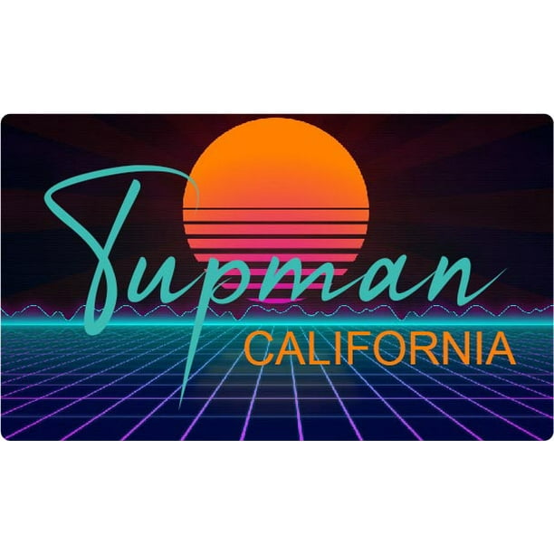 Tupman California 4 X 2.25Inch Vinyl Decal Stiker Retro Neon Design