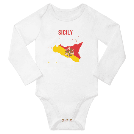 

Sicily Flag Map Baby Long Slevve Jumpsuits Clothes (White 18-24 Months)