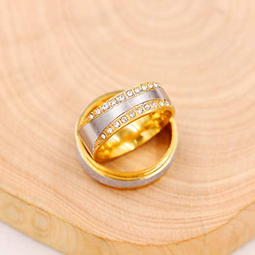 Women's Yellow Gold Plated CZ Wedding Engagement Ring Set 9