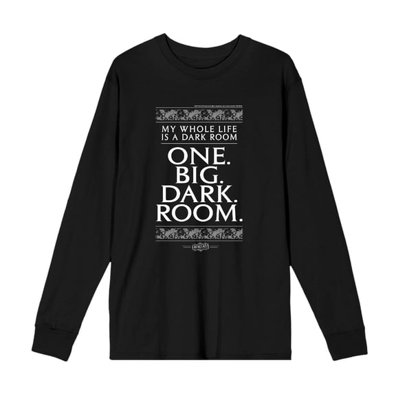 Beetlejuice My Whole Life Is A Dark Room Adult Black Crew Neck Long Sleeve Tee-Medium