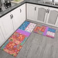 thumbnail image 2 of Colorful Pioneer Flower Patchwork Kitchen Rugs Sets Of 2,Anti Fatigue Kitchen Mat Rugs Non Slip Washable,Decorative Kitchen Floor Mats for Kitchen,Sink,Laundry,17"x30"+17"x47", 2 of 7