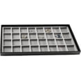 thumbnail image 3 of Novel Box Black Paperboard 32 Slot Jewelry Organizer Tray 14.75x8.25x1 In with Gray Flocked Inserts, 3 of 7