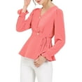 thumbnail image 5 of Allegra K Women's Work Office Button Decor Long Sleeves Peplum Blouse Top, 5 of 6