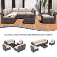 thumbnail image 6 of Rattan Patio Conversation Set with Waterproof Cushions & Leveler, 7 Piece Outdoor Patio Furniture Set with Glass Top Coffee Table, Outdoor Sectional Sofa for Backyard, Poolside, Gazebo, Easy Assembly, 6 of 6
