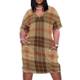 thumbnail image 1 of Vestido holgado a cuadros de sarga con bolsillos vestido elegante y elegante para mujer traje de verano para mujer vestidos de noche de lujo 2025, 1 of 7