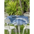 thumbnail image 3 of Outdoor Tablecloth with Umbrella Hole for Patio/Picnic/Party/Camping, Navy Blue Grey Waterproof Table Cloth Round Cover Washable, Abstract Art Oil Painting Blue Ombre (Dia 54"), 3 of 9