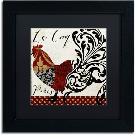 Trademark Fine Art "Roosters of Paris I" Canvas Art by Color Bakery Black Matte, Black Frame