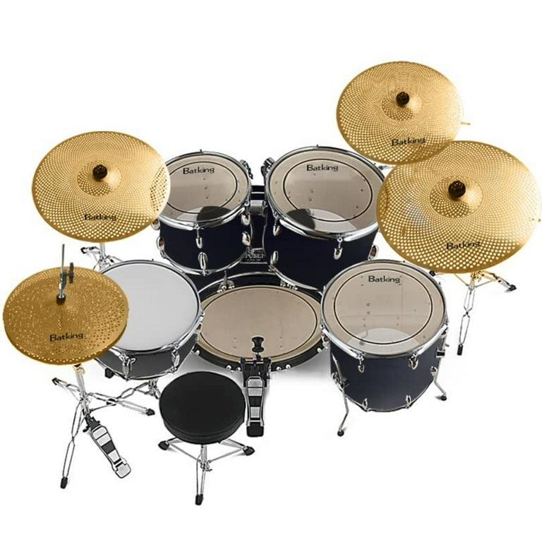Batking Low Volume Cymbal Pack 60 70 14 16 18 20 Quiet Cymbals Practice of 5 Pcs Drum Set Cymbal