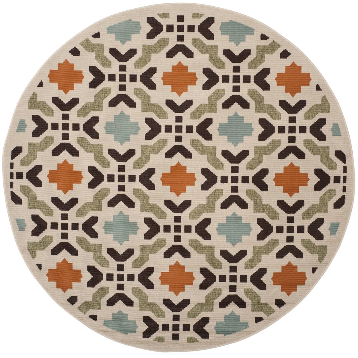 SAFAVIEH Veranda Branson Geometric Indoor/Outdoor Area Rug, 2'7" x 5', Cream/Terracotta