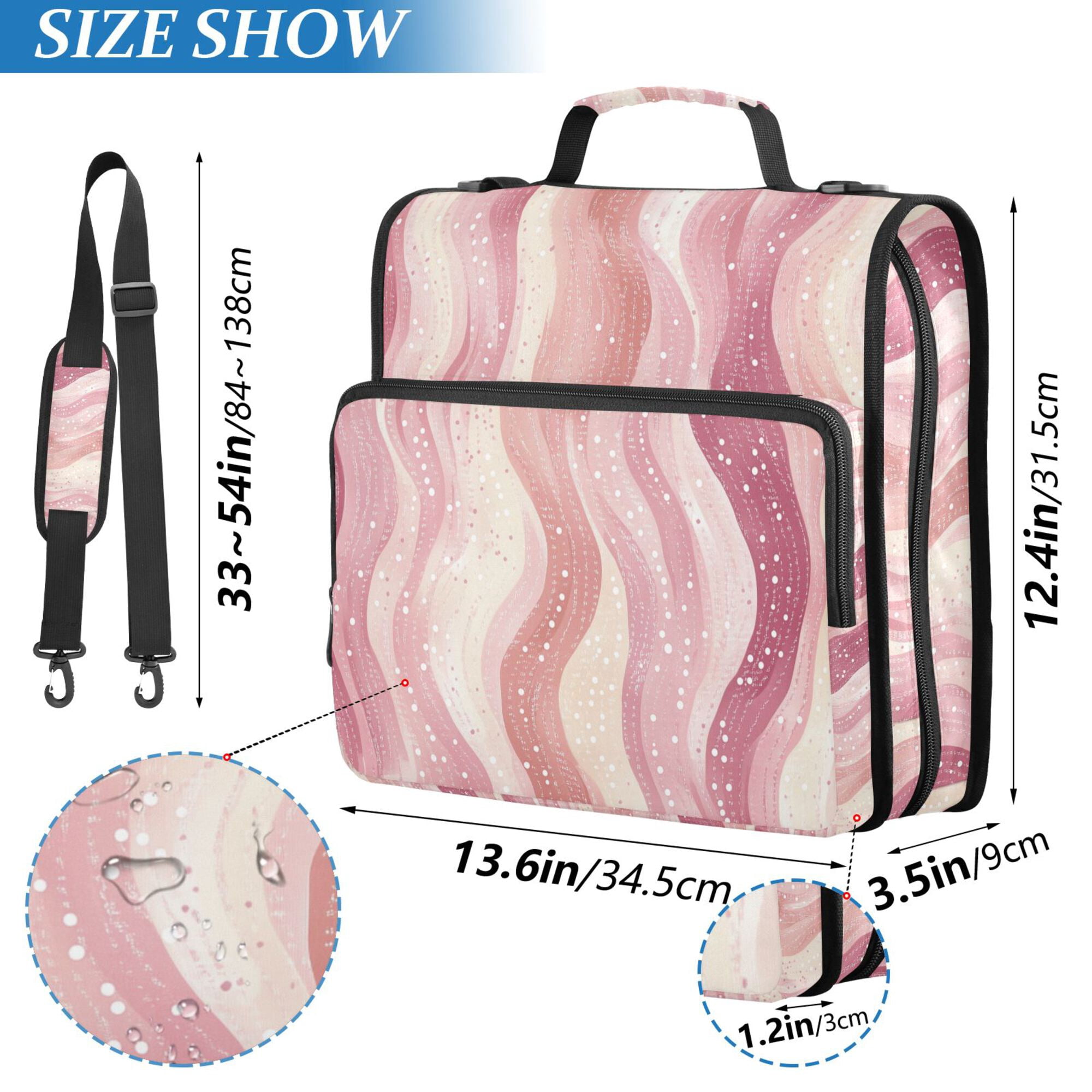 FORMRS Zipper Binder with Shoulder Strap 2-inch Ring 500 Sheet Capacity File Bag, Soft Brown Pattern