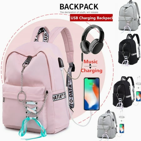 2019 Women Waterproof Backpack Girl School Shoulder Bag USB Port (Best Mountain Bike Backpack 2019)