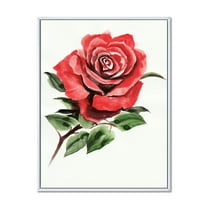 Designart 'Ancient Red Rose Flower III' Traditional Framed Canvas Wall Art Print