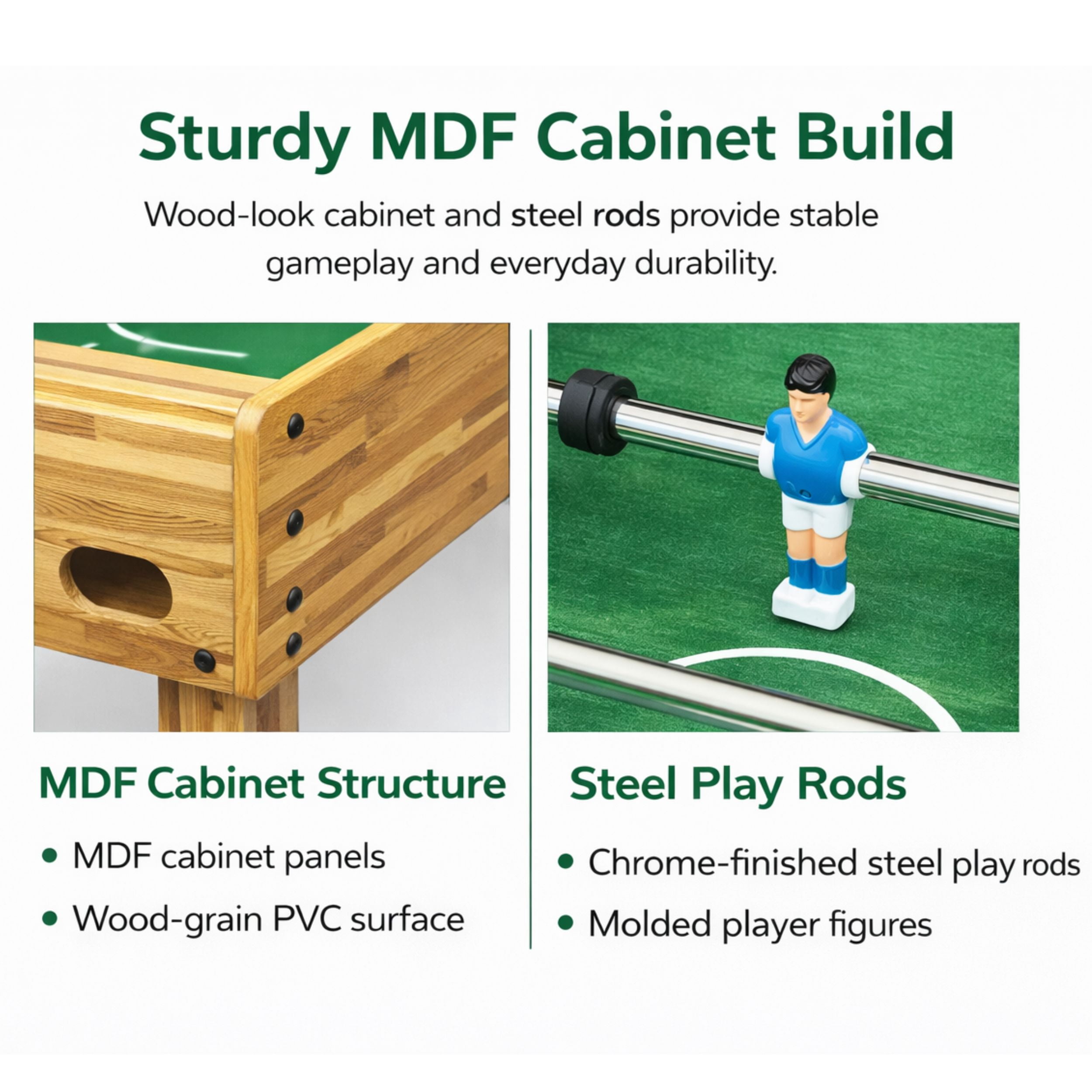 GOMYHOME 48" Foosball Table Game Table with MDF Cabinet and Steel Rods