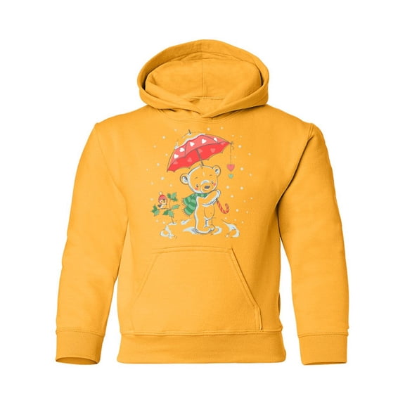 Bear With An Umbrella Hoodie Juniors -Image by Shutterstock, Small