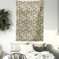 thumbnail image 3 of Flower Tapestry, Floral Buds Design with Leaves Swirls Abstract in Tones Modern Art Print Image, Wall Hanging for Bedroom Living Room Dorm Decor, 40W X 60L Inches, Brown and Khaki, by Ambesonne, 3 of 5