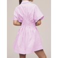 thumbnail image 3 of Vestido camisero Dsewpaur para mujer, con botones en la parte delantera, plisado a rayas, 3 of 4