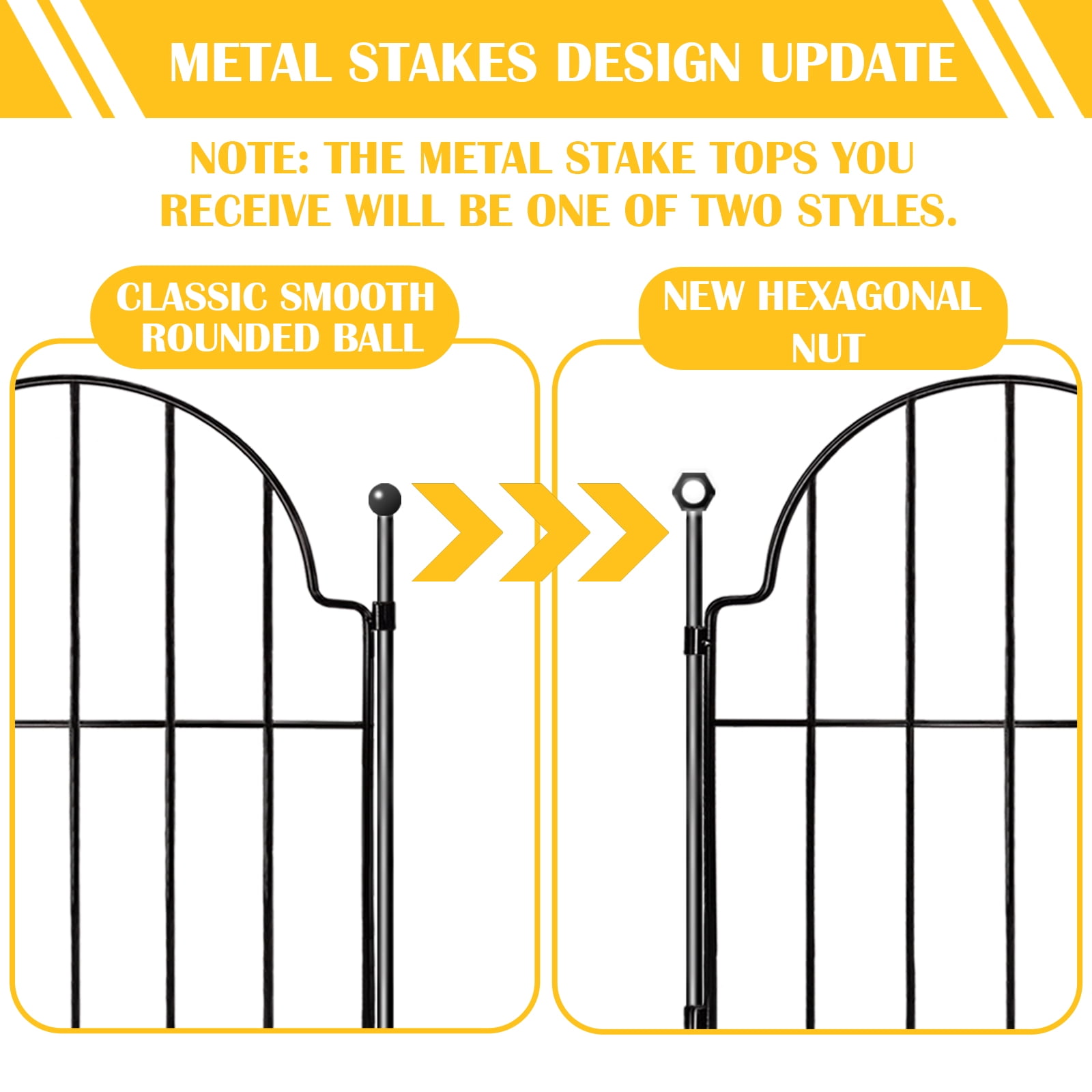 Blingluck Decorative Garden Fence, 25 pack Rustproof Metal No Dig Garden Fencing Border, Total 17 in(H) x 27.5 ft(L), Animal Barrier for Yard, Arched