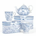 thumbnail image 6 of STP GOODS Blue Flowers Bone China Mug Set of 2 in Gift Box 9.46 fl oz (280 ml) Floral Mugs Coffee and Tea Mugs for Latte Cocoa Chocolate, Blue and White, 6 of 10