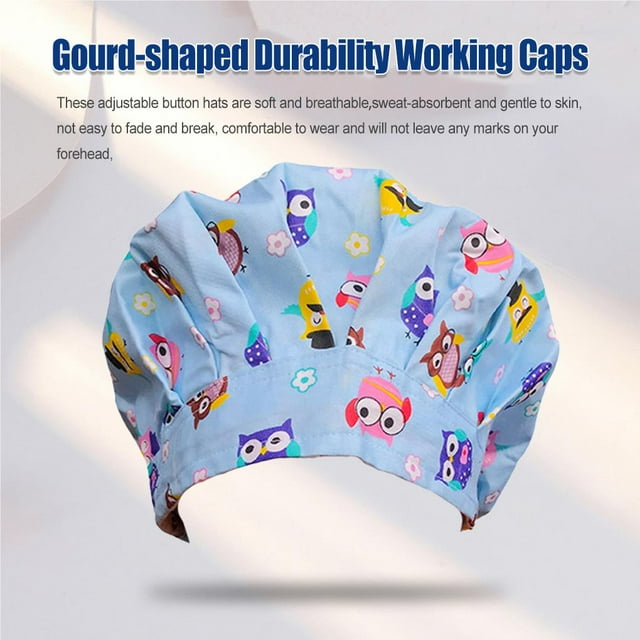VONKY Operating Hats Nurses Long-time Service Gourd-shaped Pure Color Button Professional Assorted Colors Multifunctional Working Caps Hallowmas Yellow G-09