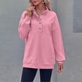 thumbnail image 2 of hxobax Womens Oversized Sweatshirts Fleece Long Sleeve Half Button Casual Pullover Tops With Pockets, 2 of 7