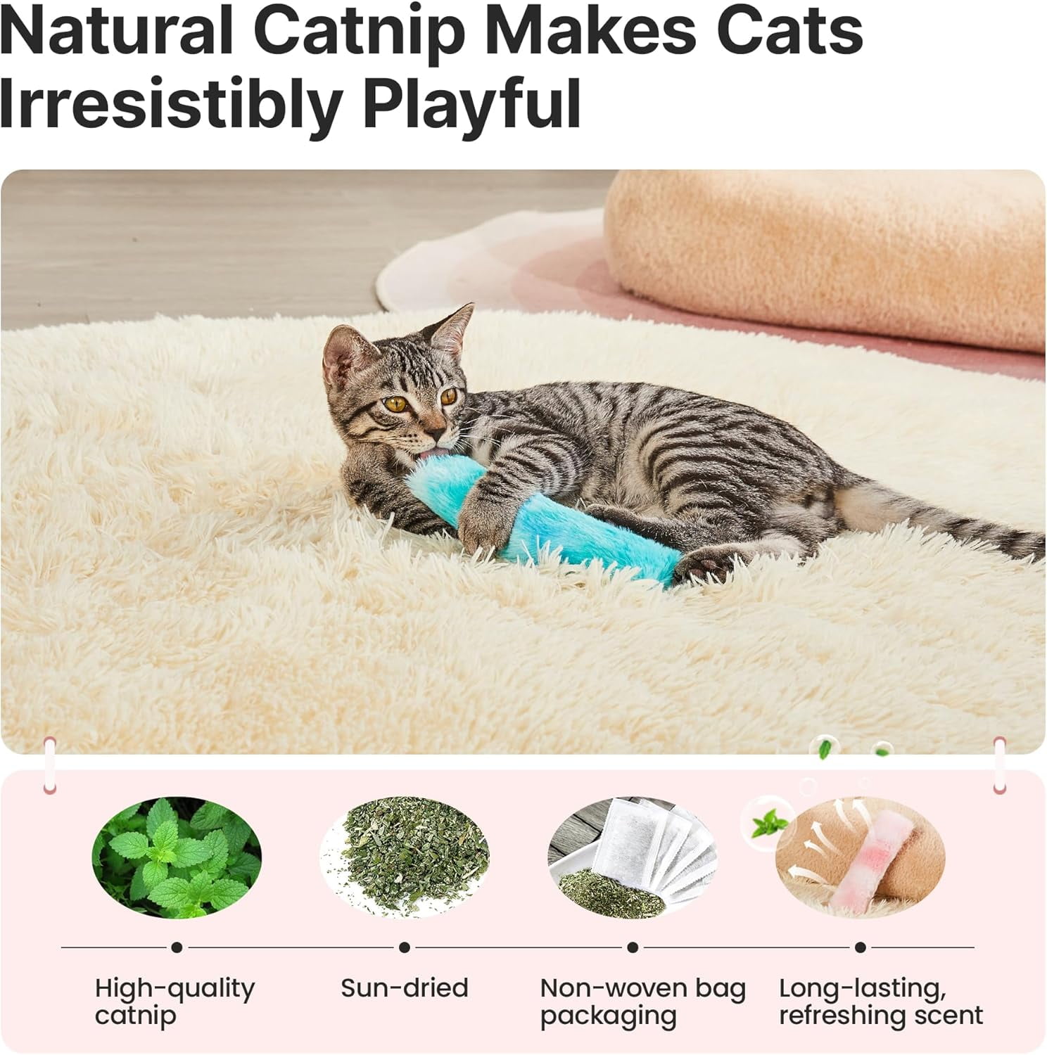 Potaroma Cat Toys Pillows, 3 Pack, Soft and Durable Crinkle Sound with Catnip Inside, Interactive Indoor Kitten Kicker, Promotes Kitty Exercise
