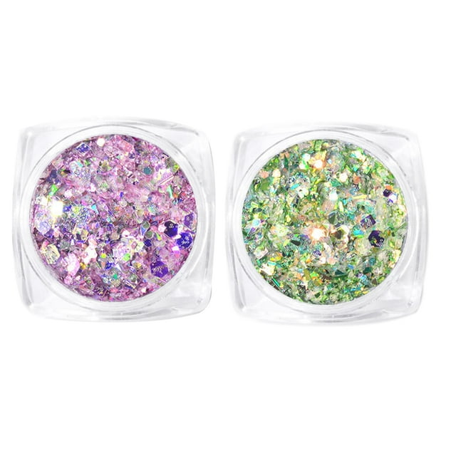 kurtrusly 2 Box/set Nail Flakes Sequins Powder Metal Magic Paillette Shinning Manicure Nail Powder Decorations