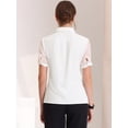 thumbnail image 3 of Camisa con botones para mujer, blusa de trabajo transparente de manga corta con cuello de punto blanco S, 3 of 6