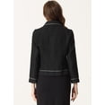 thumbnail image 3 of Chaqueta de Tweed a Cuadros para Mujer de Manga Larga Vintage Outwear Blazer para Oficina Chaqueta Corta Negro L, 3 of 6