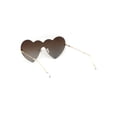 thumbnail image 4 of Womens Lolita Funky Heart Shape Shield Rimless Sunglasses Gold Brown, 4 of 4