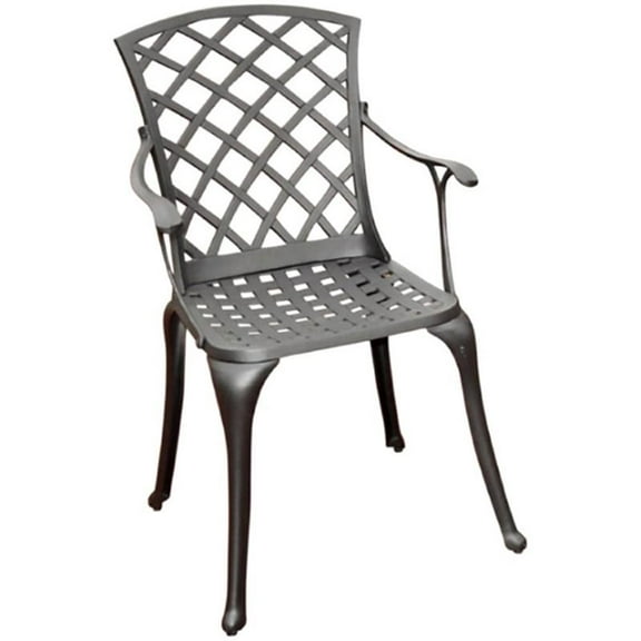 Afuera Living Metal High Back Patio Dining Arm Chair in Charcoal (Set of 2)