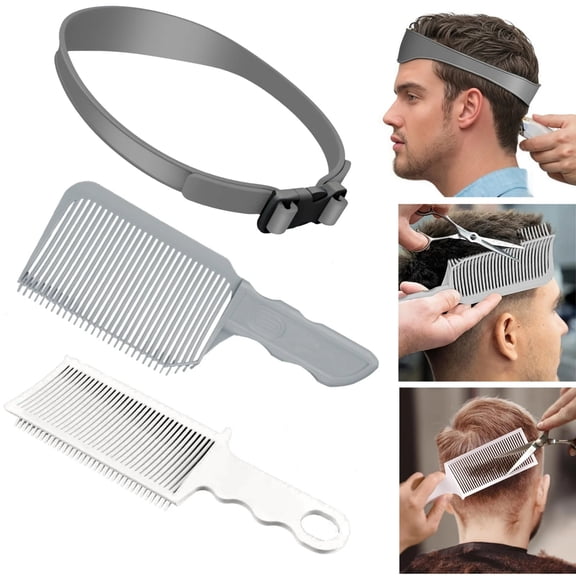 3Pcs Barber Hair Comb Kit Flat Top Hair Cutting Fading Stying Men Fade Brush Adjustable Headband Salon Hair Tool Accessories