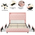 thumbnail image 2 of Homfa Full Size LED Bed Frame with 4 Storage Drawers & Charge Station, Modern Wingback Upholstered Platform Bed Frame, Pink Velvet, 2 of 8