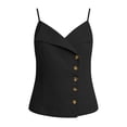 thumbnail image 5 of SHTXOZHI Womens Linen Wrap Neck Tank Tops Spaghetti Strap Button Front Cropped Tees Casual Sleeveless Basic Shirts, 5 of 7