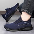 thumbnail image 4 of pwidon Men's Breathable Sneakers Fly Knit Lace Up Slip On Lightweight Cushioned Non Slip Athletic Walking Running Shoes Blue 44, 4 of 5