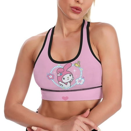Rabbits My Melody Women s Sports Bras Padded Crop Top Workout Slimming Yoga Tank Tops Camisole Vest Activewear Fitness Running Racerback With Built In Bra