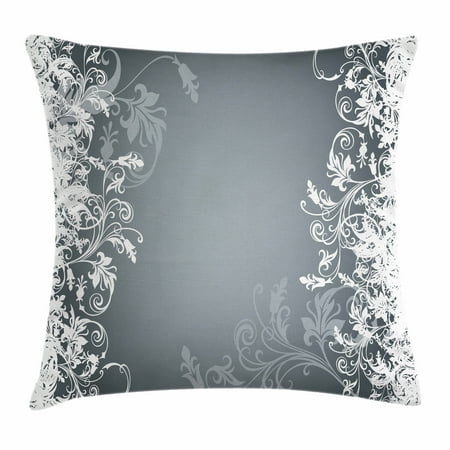 Flower Throw Pillow Floral Throw Pillow Cushion Cover, Flower Arrangement Contrasting Colors Wildflowers Leaves Stalks Nature Inspirations, Decorative Square Accent Pillow Case, 20 X 20 Inches, Grey White, by Ambesonne ()