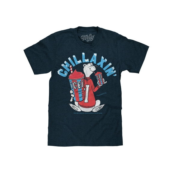 Tee Luv Men's Faded ICEE Polar Bear Chillaxin' T-Shirt (L)