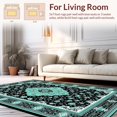thumbnail image 2 of Flatwoven High Traffic Area Rug, Elegant Teal and Black Medallion, Non Slip, Stain Resistant, Washable Area Rugs for Living Room, Bedroom(Black, 4X6), 2 of 8