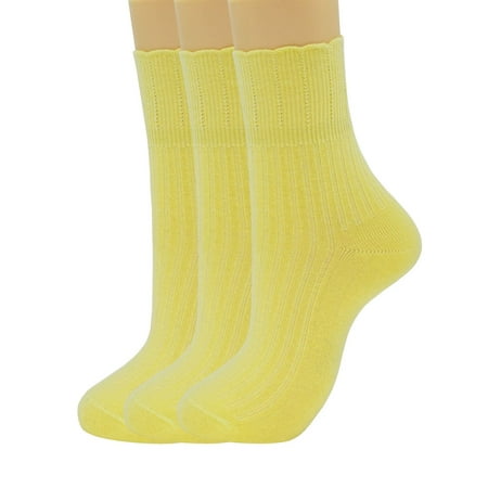 

SRYL Womens Super Soft Combed Cotton Socks 3-Pairs (Multicolor may choose)C317 (3 pairs-Light yellow)