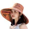 thumbnail image 1 of GPOECD Women's Double Ethnic Style Bucket Hat Wide Brim Sun Adjustable Drawstring for Outdoor Daily Use Red,One Size, 1 of 3