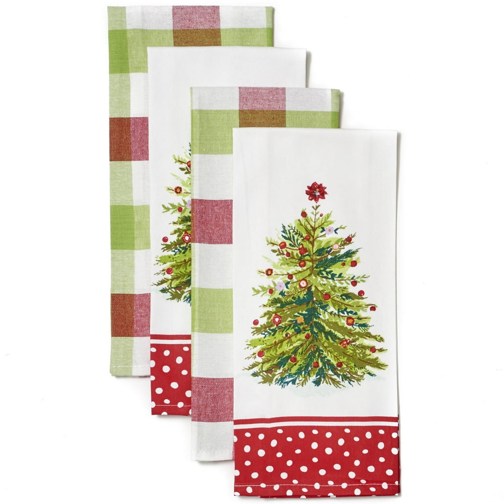 The Pioneer Woman Holiday Tree Kitchen Towel Set, 4pk